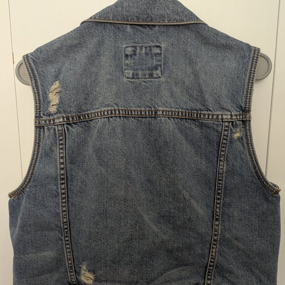 Abercrombie & Fitch Distressed Women's Denim Jean Vest – Size Medium - Picture 3 of 5